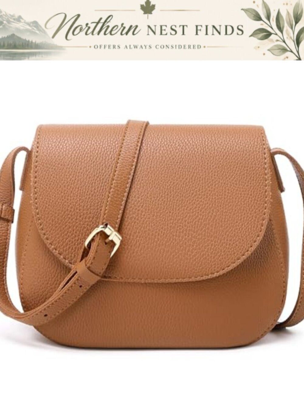Vegan Leather Barrel Crossbody Bag Adjustable Strap Mini Saddle Purse